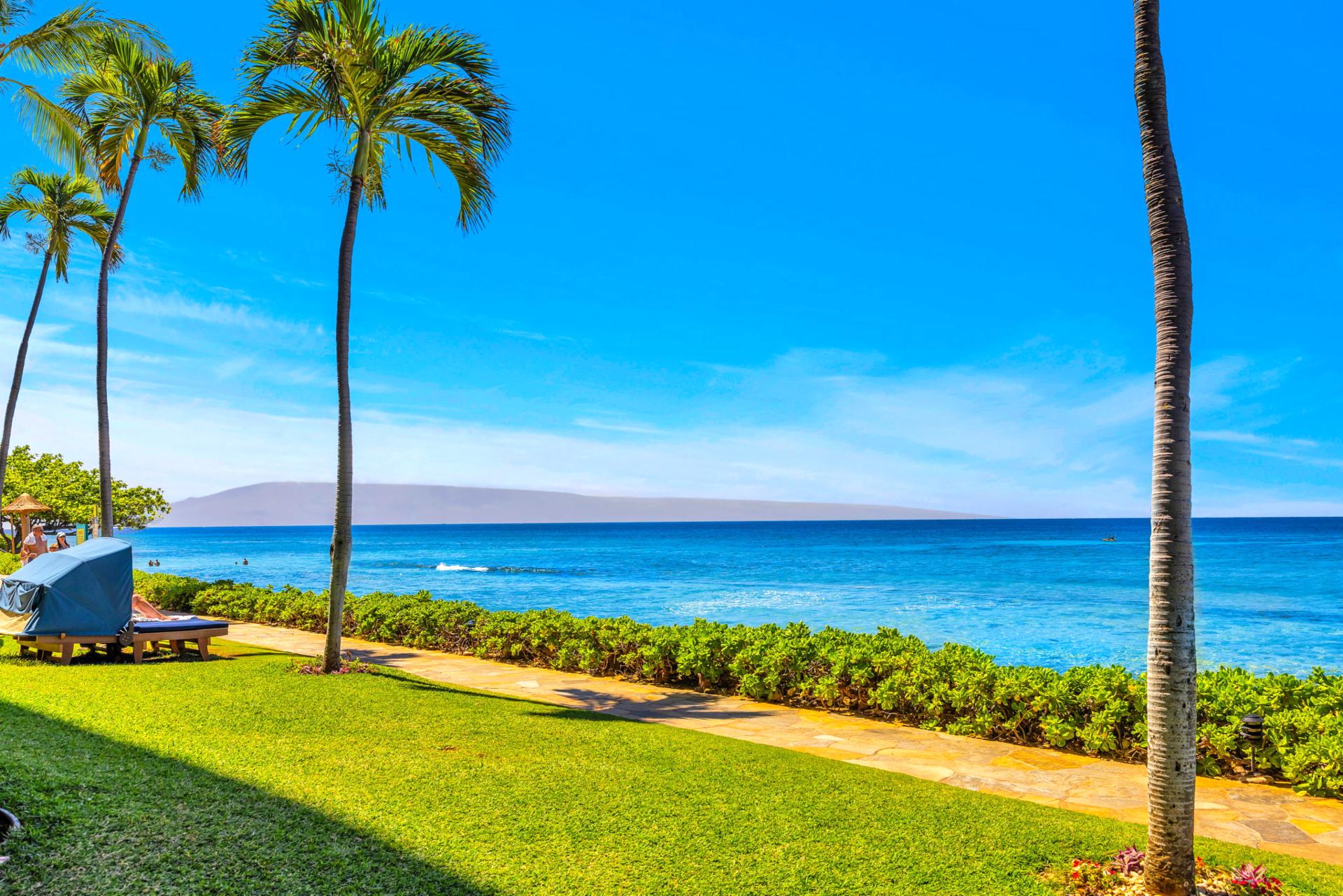 Stunning panoramic ocean views framed by swaying palms set the tone for your Hawaiian paradise