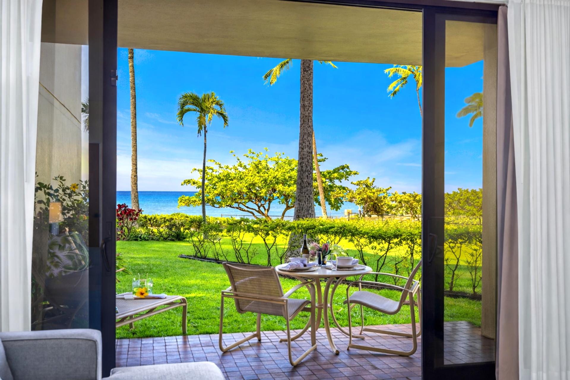 Step onto your private lanai and soak in views of Kaanapali Shores tropical grounds