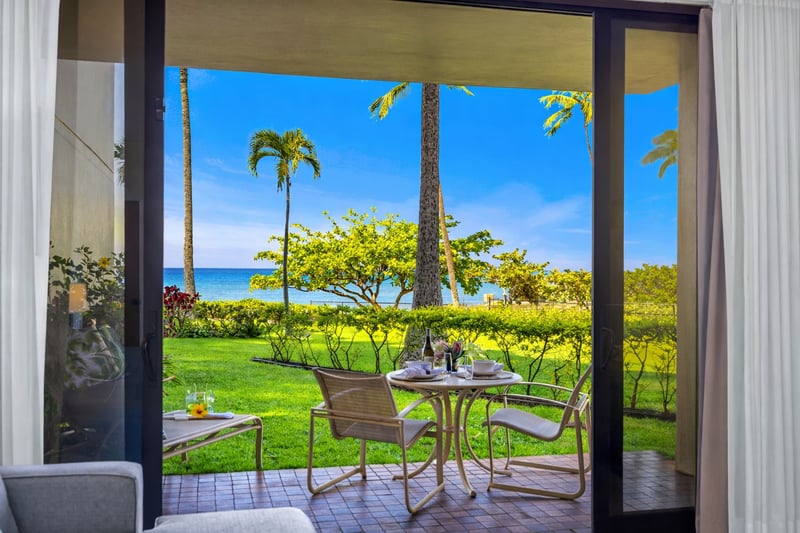 Step onto your private lanai and soak in views of Kaanapali Shores tropical grounds