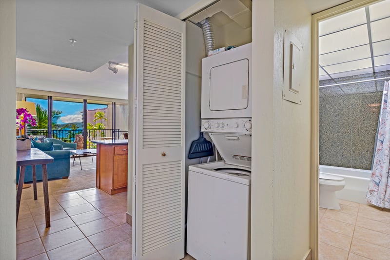 Island living meets ultimate convenience, laundry day feels like a breeze with this tucked-away in-unit washer and dryer KS-535