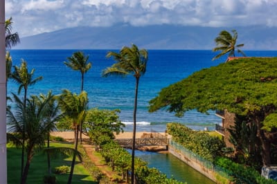 Gorgeous Pacific views and direct beach access await just beyond the lush landscaping and swaying palms of Kaanapali Shores.