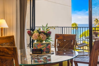 Enjoy ocean views with tropical flair from the dining table, where every meal comes with a side of island sunshine.