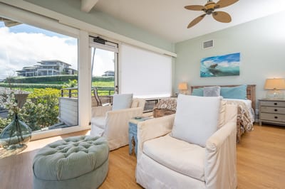 An inviting space to gather after a beach day, complete with calming colors and a touch of island flair KBV-12B3