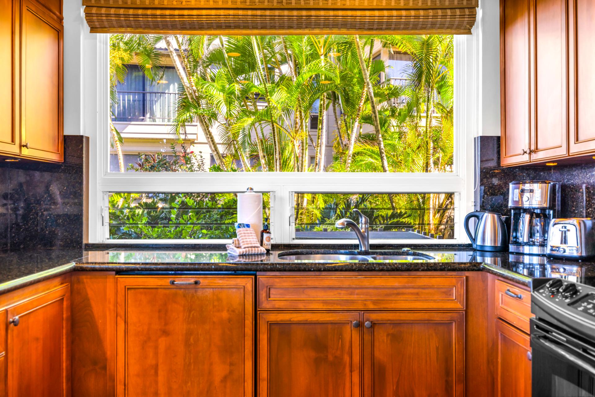 Start mornings with coffee and garden views