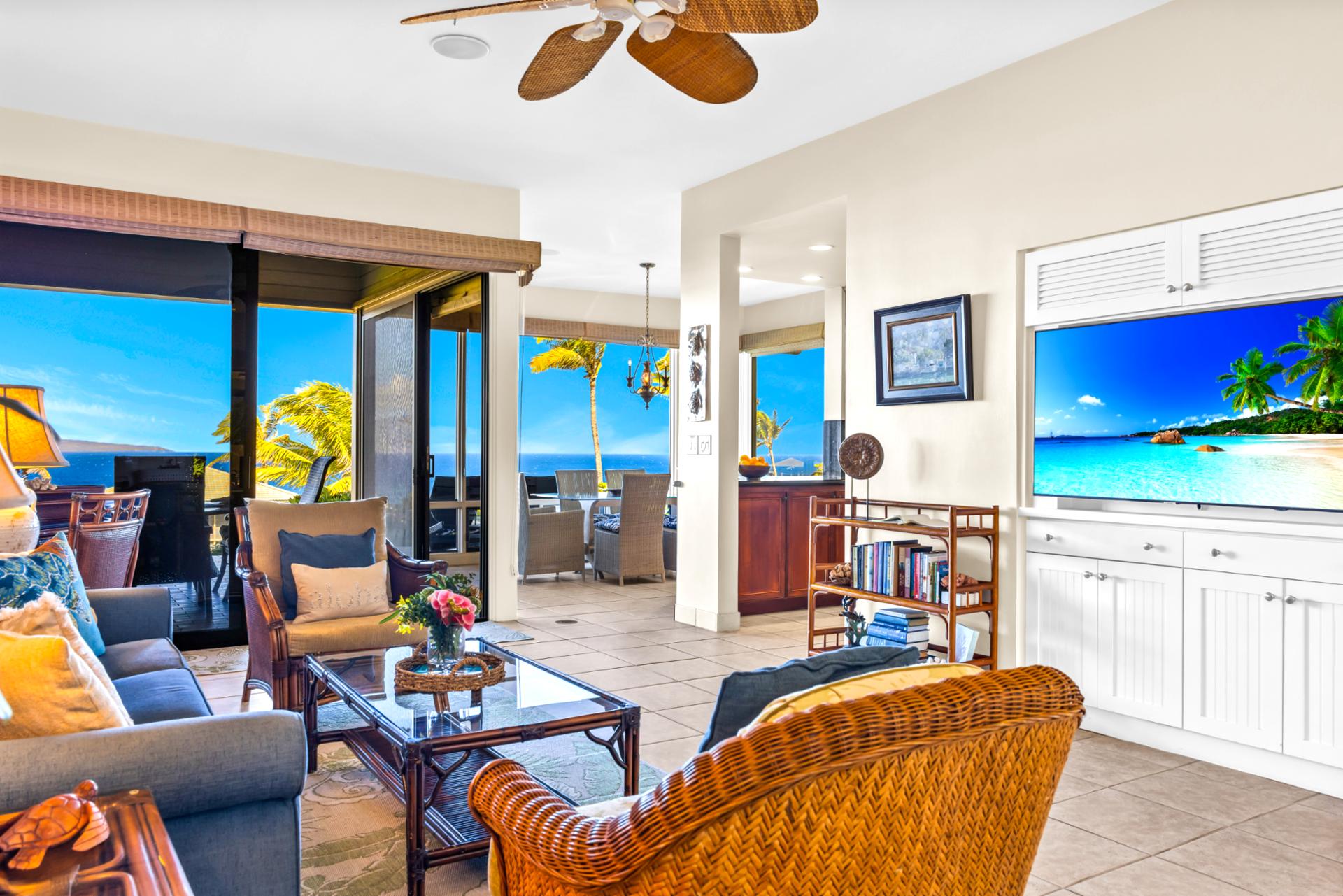 The living space layout is thoughtfully designed to enjoy the ocean view from any area