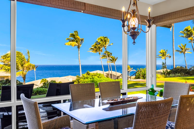 Dine comfortably while enjoying expansive coastal views