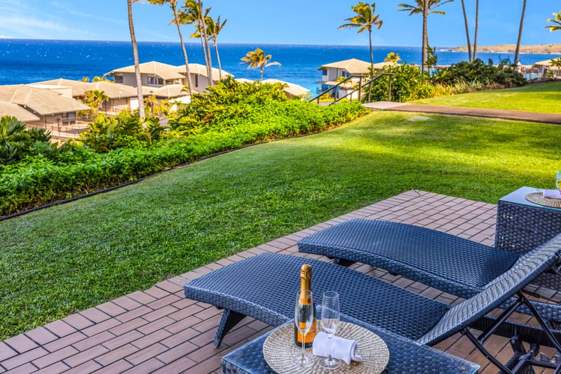 Lounge on the lanai while soaking in lush garden and ocean views