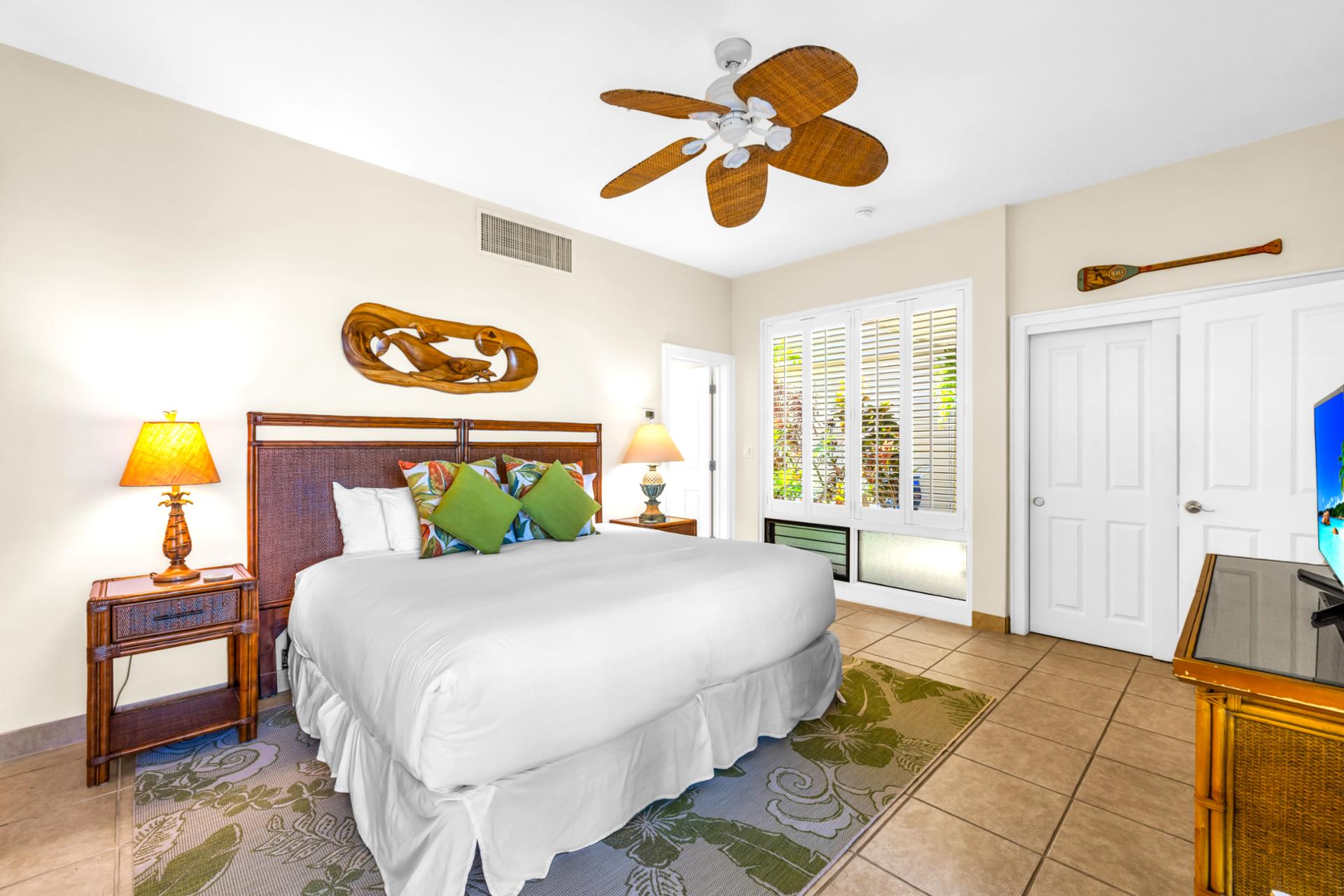 The comfortable guest bedroom offers a haven for peaceful sleep
