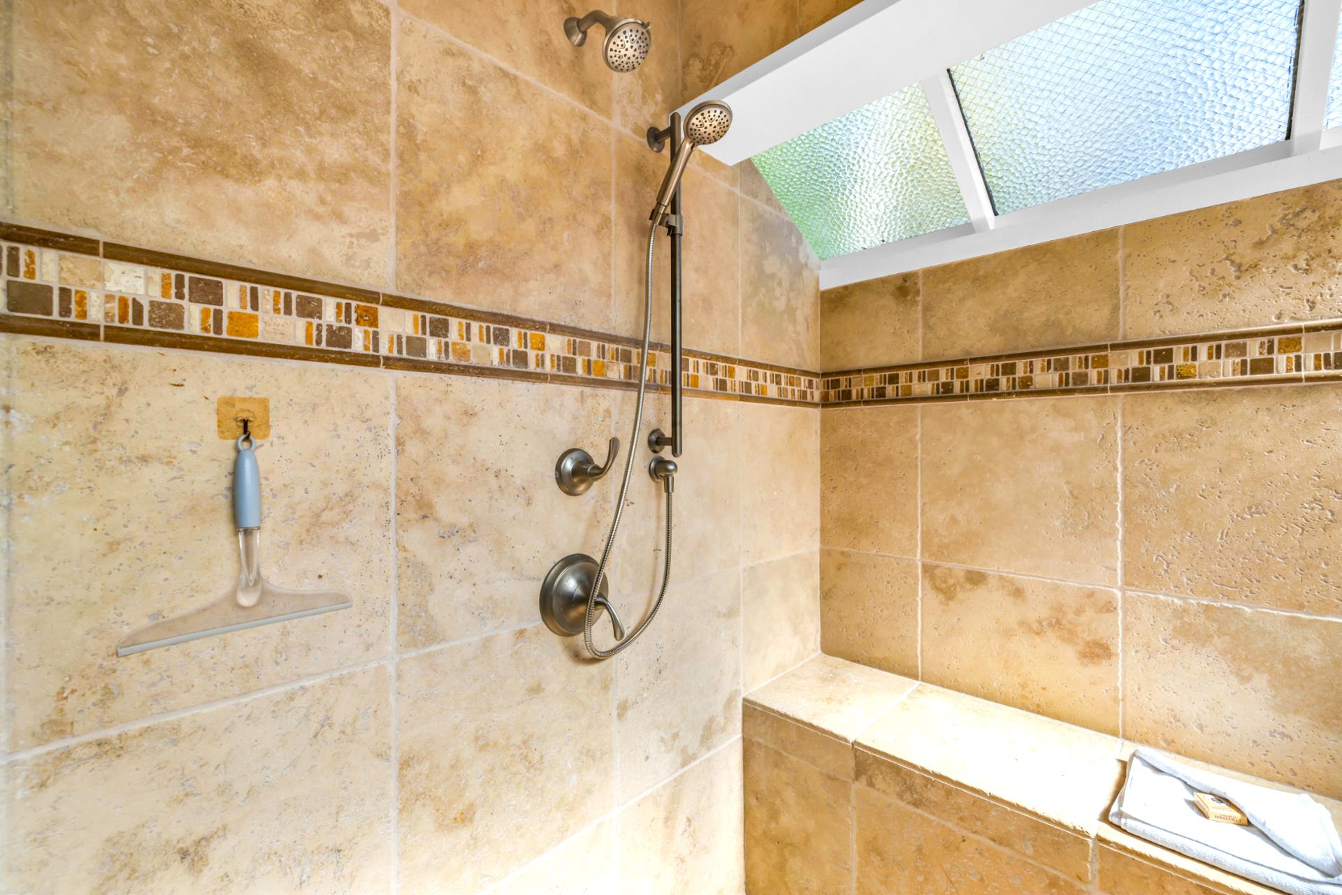 Clean and calming walk in shower for easy mornings