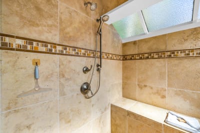 Clean and calming walk in shower for easy mornings