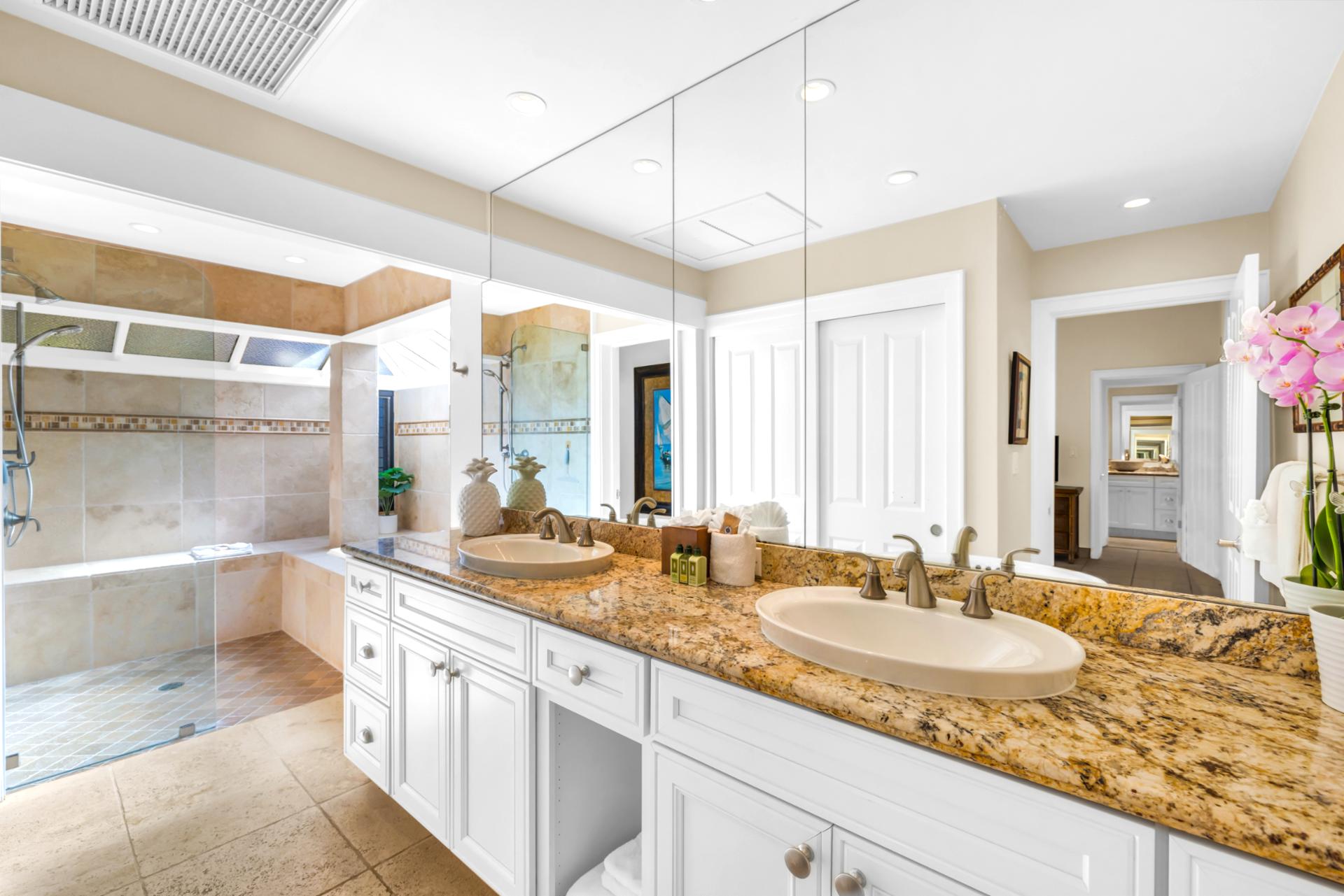 Refresh in a spacious spa inspired primary bath