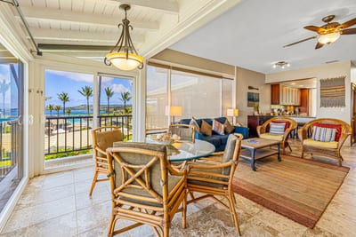 From morning coffee to sunset dinners, this view-filled corner is the heart of your retreat KBV-15B3