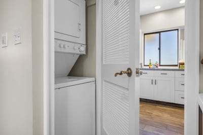 In-unit laundry for your convenience, with a starter pack of laundry detergent included. KBV-24G3