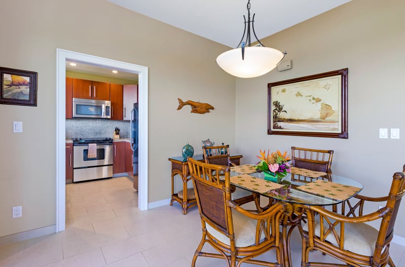 Gather around in island style, this tropical dining nook blends warmth, charm, and a fully equipped kitchen KBV-30G2