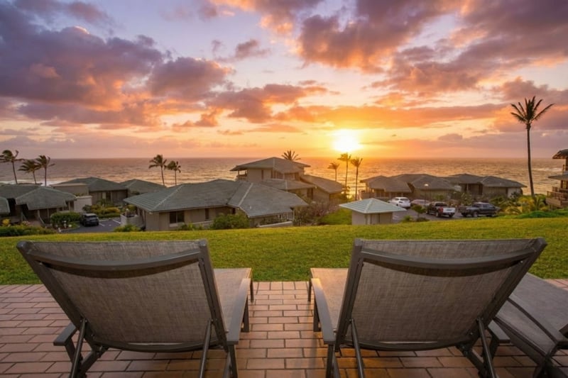 Gorgeous sunset views from your private lanai, while looking over the Pacific Ocean. Welcome to Kapalua Bay Villas 31G4! KBV-31G4
