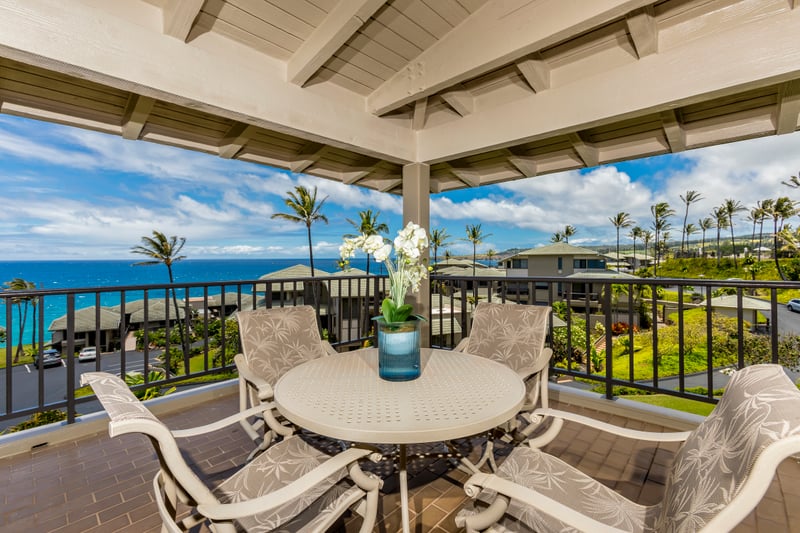 Let the colors of the sea and sky be the backdrop to your morning coffee or evening conversations    