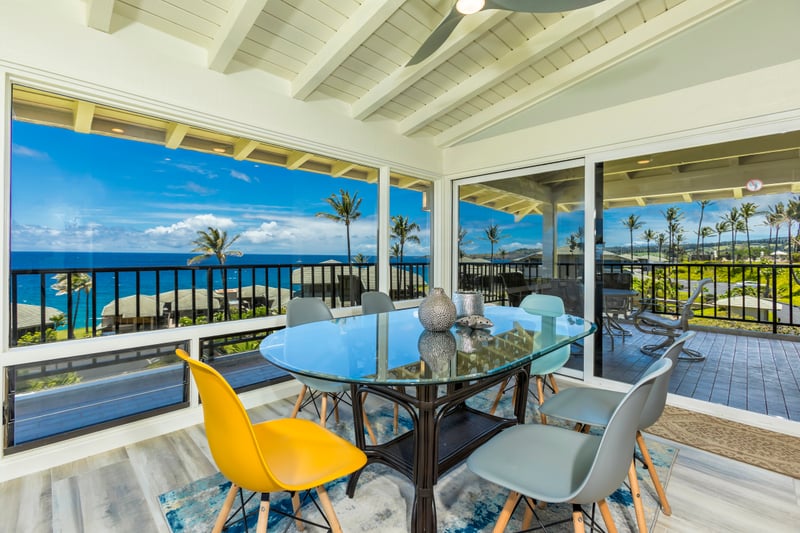 Dine in vibrant style with panoramic ocean views, designer chairs, and sunlit interiors that elevate every meal