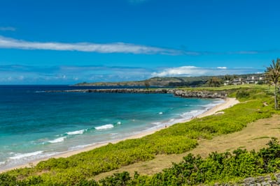 Where golden sands curl along turquoise waves and lava rock juts proudly into the glistening Pacific horizon
