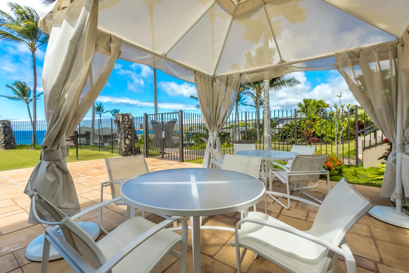 Relax in style beneath our poolside cabana—an ideal spot to unwind after a refreshing swim with ocean view