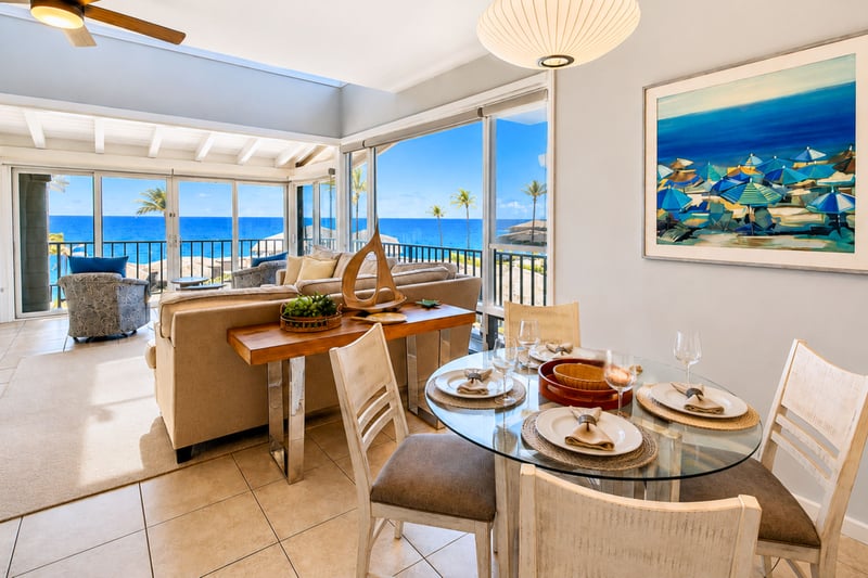 Share meals around your dining table while ocean views and natural light create an inviting setting.