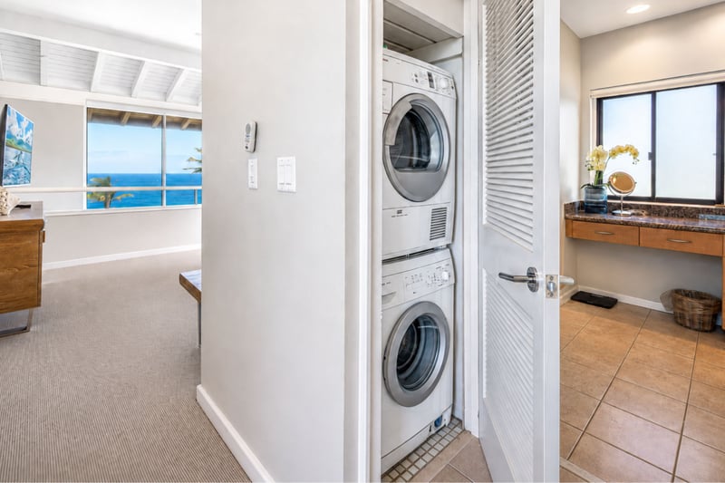 Pack lighter with your convenient in residence washer and dryer tucked neatly beside the bathroom area.