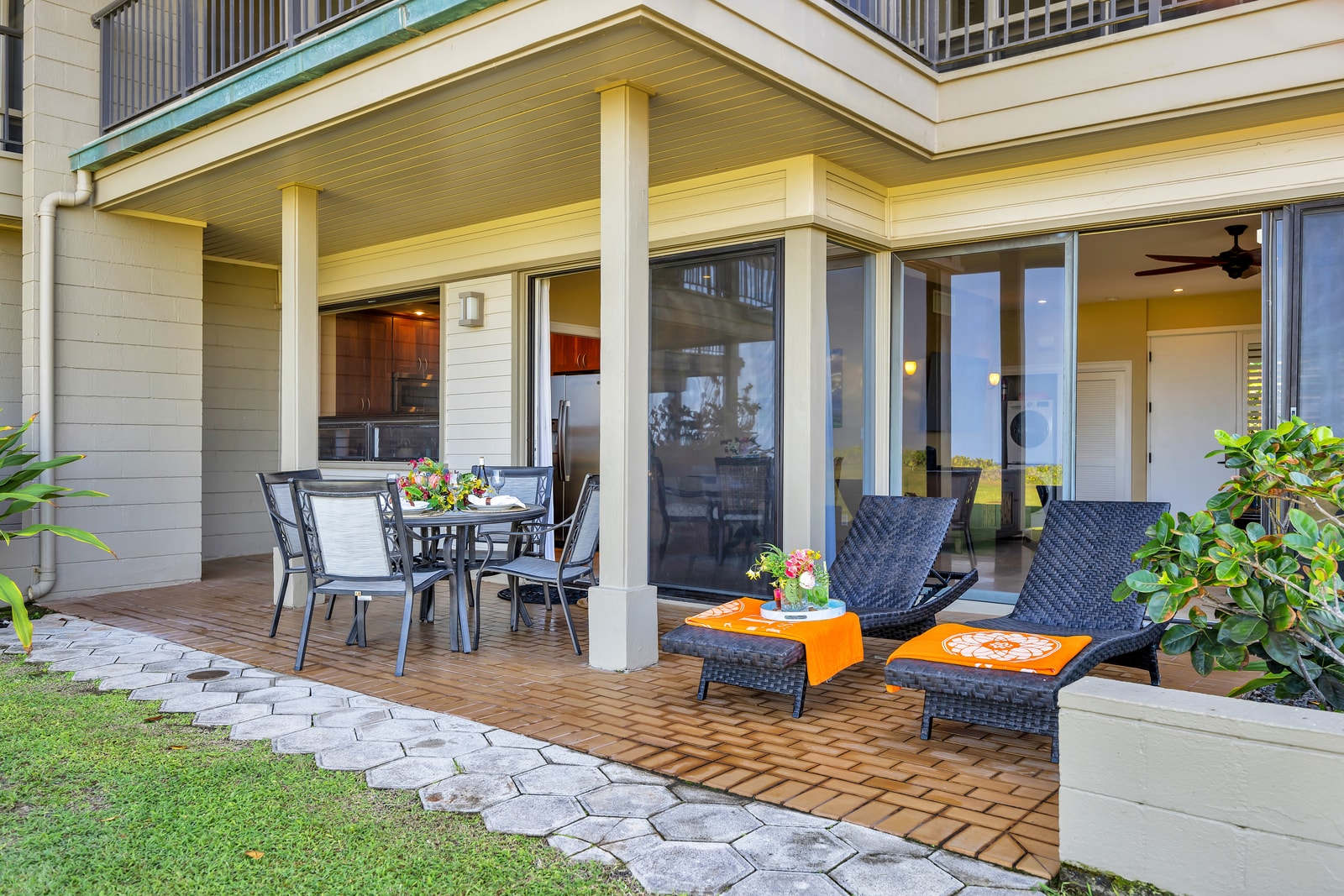 Unwind on your shaded lanai with plush seating and a front-row view of paradise.