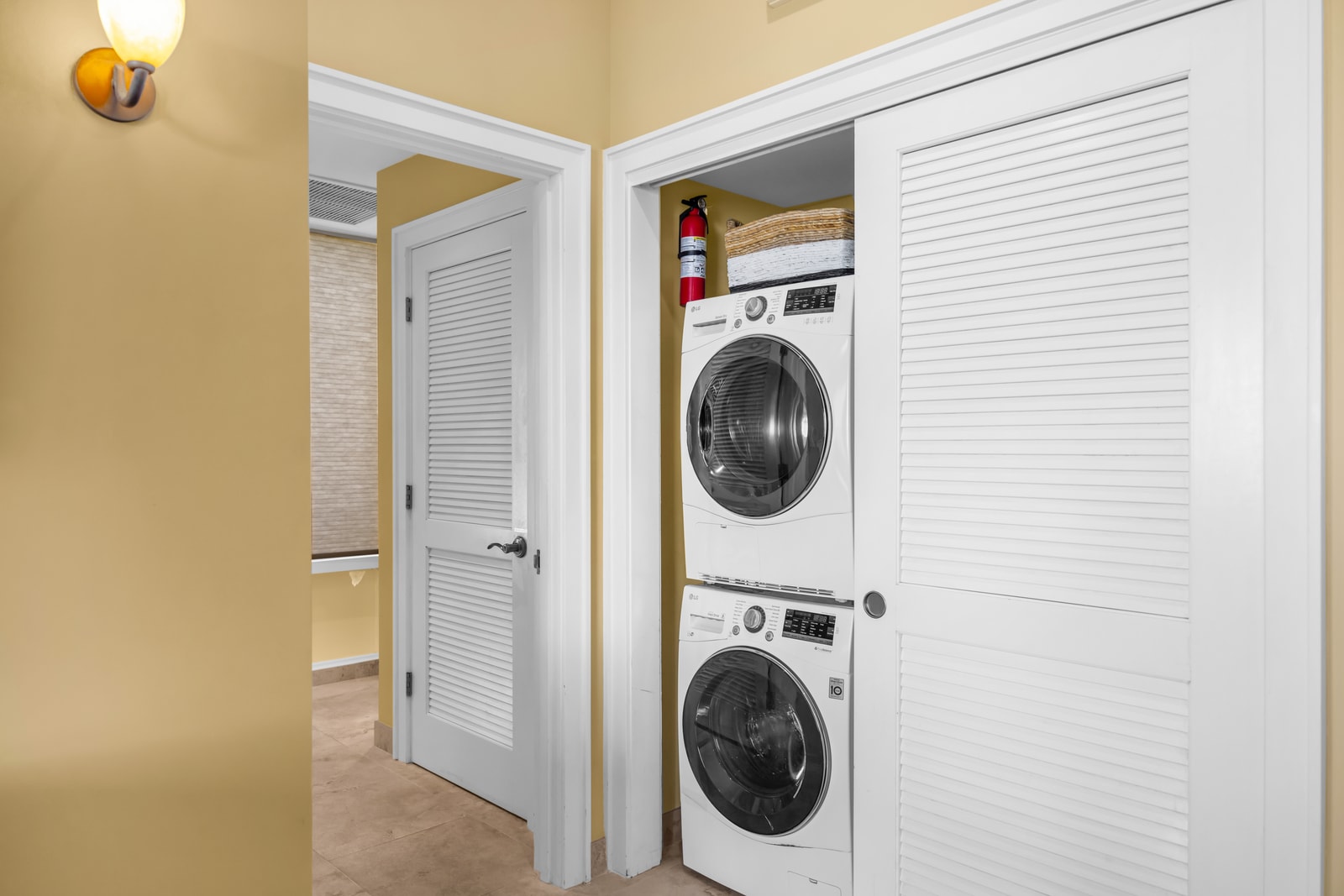 Full-size washer and dryer in-unit make laundry simple during extended stays.