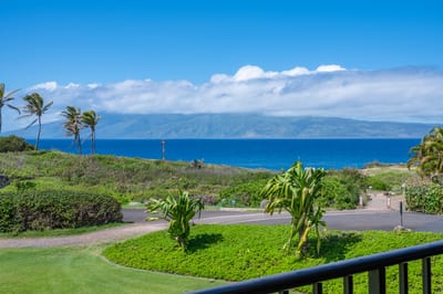Nature paints the perfect picture here, from the vivid sky to the lush garden path that leads to sea and sky