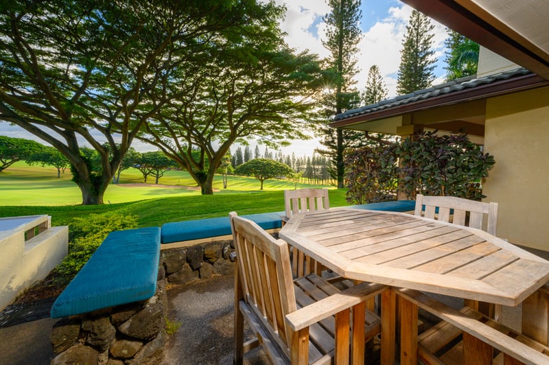 Dine outdoors with a view designed by nature—lush greens, towering pines, and shadows that dance with the breeze KGV-14P6