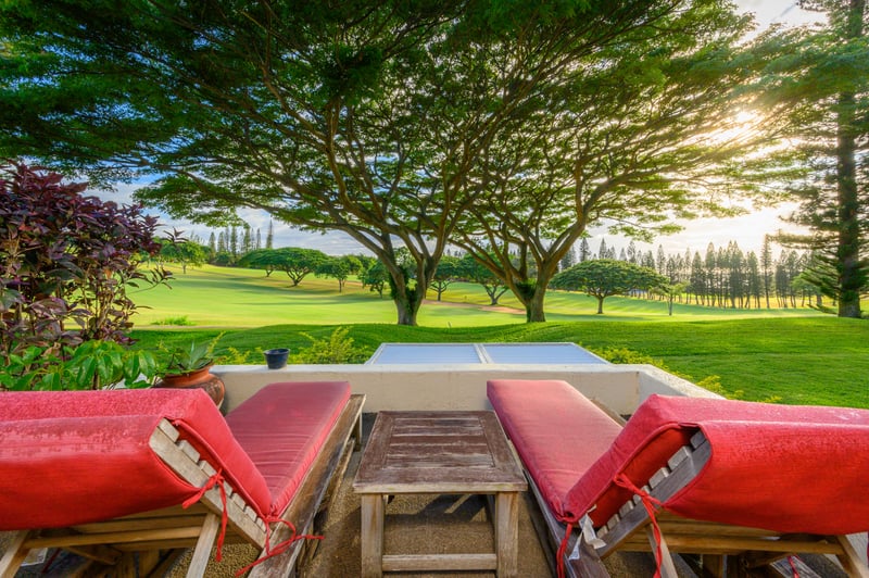 This lanai is pure peace—crisp morning air, golden hour light, and a front-row seat to the fairway’s quiet rhythm