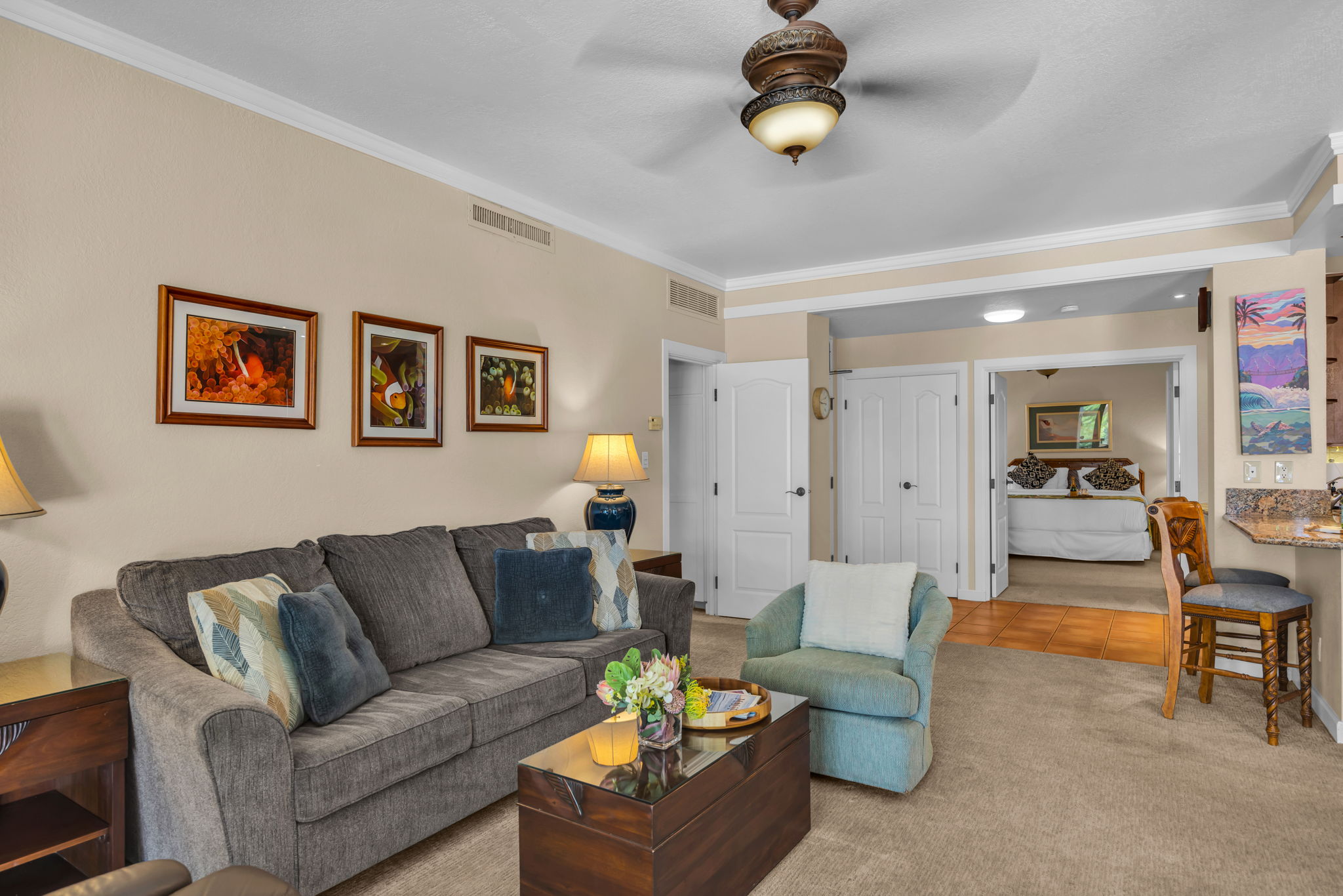 Gather, game, and make memories in this open, comfy living room built for together time