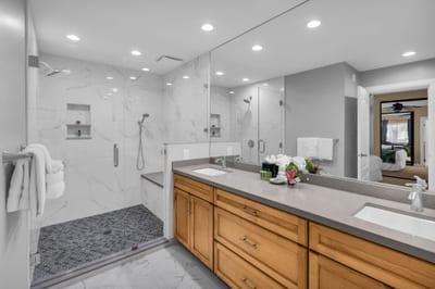 Bright light and plenty of counter space make getting ready a breeze
