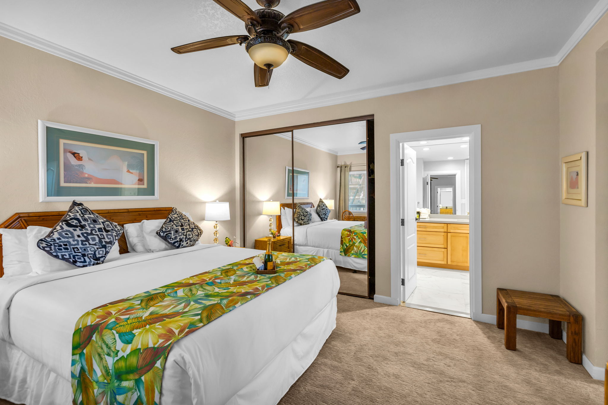 Sun-lit and serene, this guest room is ideal for kids, cousins, or a quiet mid-day nap