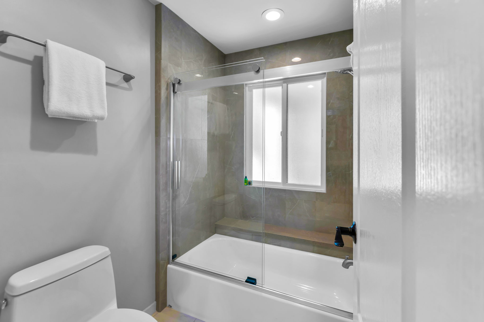 Updated master bath for ultimate relaxation or a quick refresh between adventures 