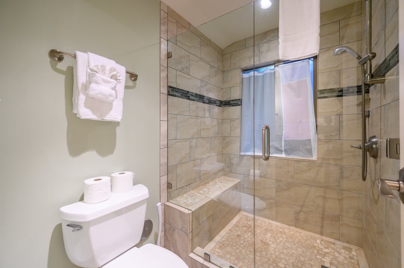 After a dreamy night’s sleep, wander in for a warm shower and soft towel, surrounded by natural stone and thoughtful charm