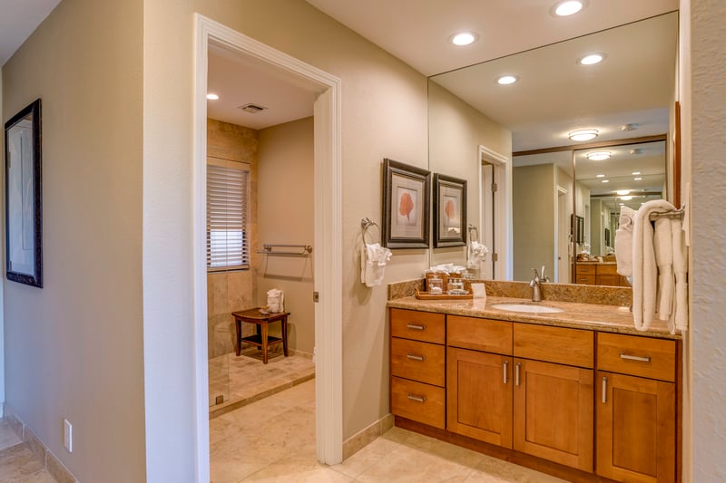 Unwind in a stone-tiled shower built for deep relaxation and dreamy vacation mornings