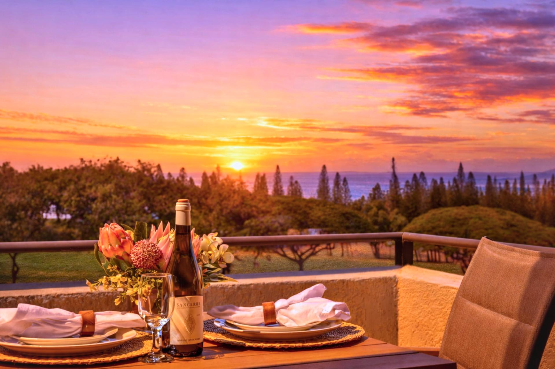 Relax with a night cap and enjoy the beautiful sunset views from your private lanai.