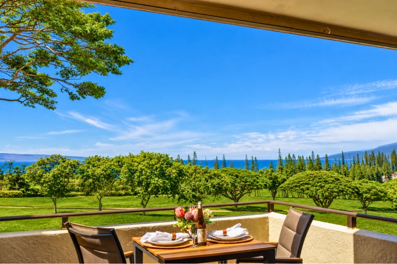 Your private lanai overlooks the golf course, with comfortable seating for morning coffee or evening cocktails.