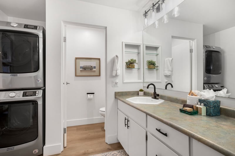    Bright, bold, and beautifully tiled, this master bath brings spa vibes with a splash of fun KGV-19P2