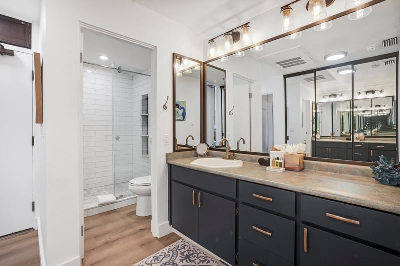 Step into stillness, this guest bath balances clean lines with soulful warmth   