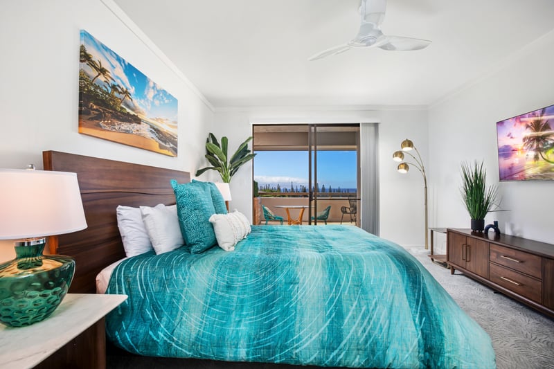 Wake to the soft glow of coastal light and drift off beneath teal linens that whisper of waves, rest, and renewal    KGV-20T2