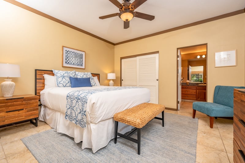 End each day wrapped in crisp bedding, surrounded by coastal charm, with the quiet hum of a ceiling fan overhead