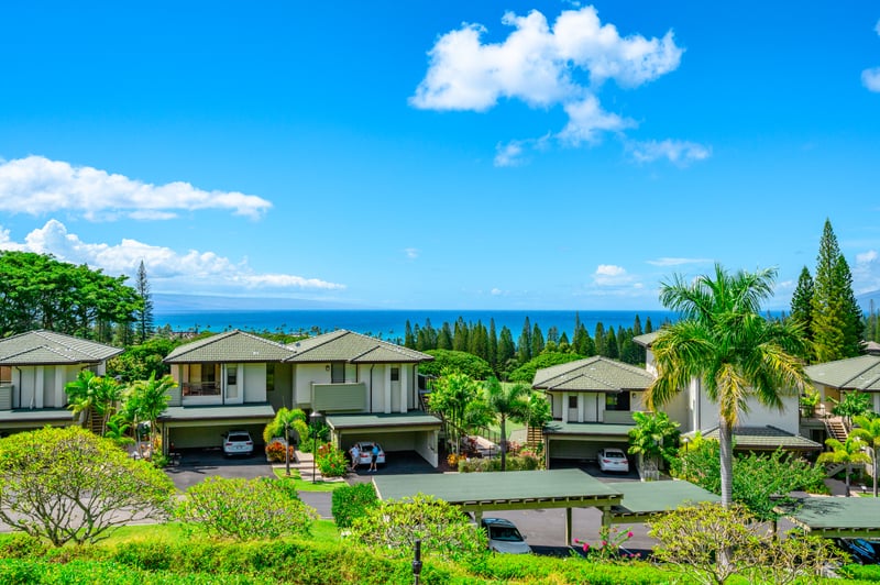 Welcome to your island perch—lush palms, ocean blues, and peaceful rooftops set the tone for pure Maui magic  