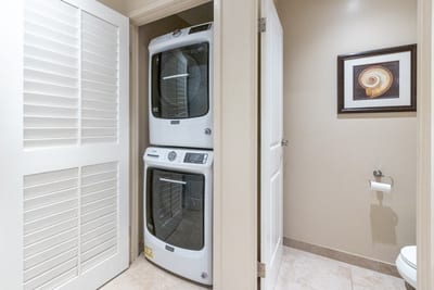 Travel Light, Wash Right: No need to overpack with this in-unit, guest-friendly laundry station KGV-24P2