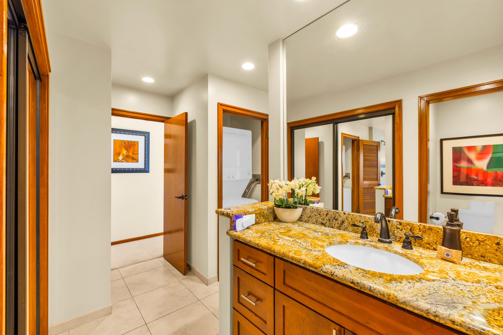 Spacious master bath with double vanity comfort