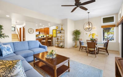 Open concept space that flows from living to dining