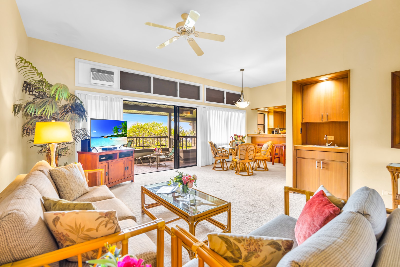 Cozy seating and natural light make this living space perfect for evening movies or board games. KRV-2121