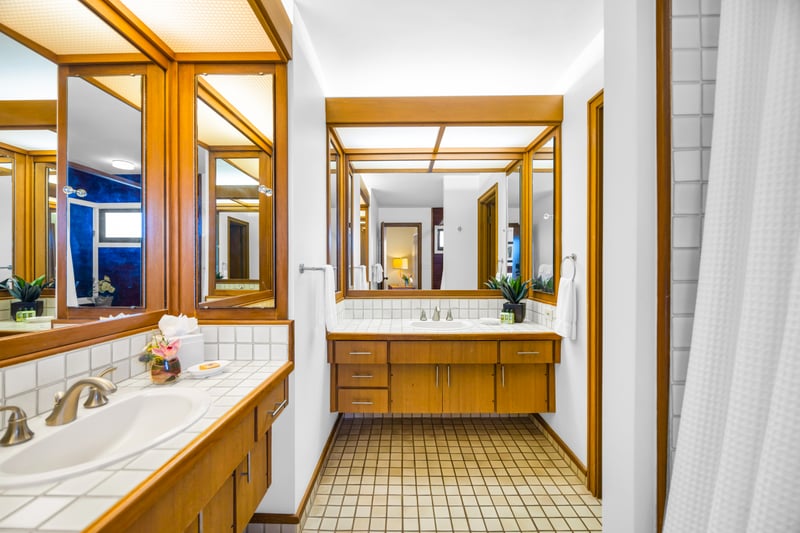 The primary bath offers dual sinks, a soaking tub, and walk-in shower for added comfort and convenience. KRV-2121