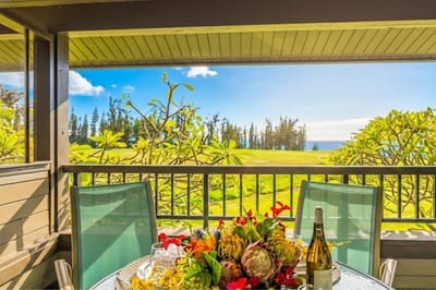 Gather around the table for a beautiful breakfast with fresh air and glimpses of the water.