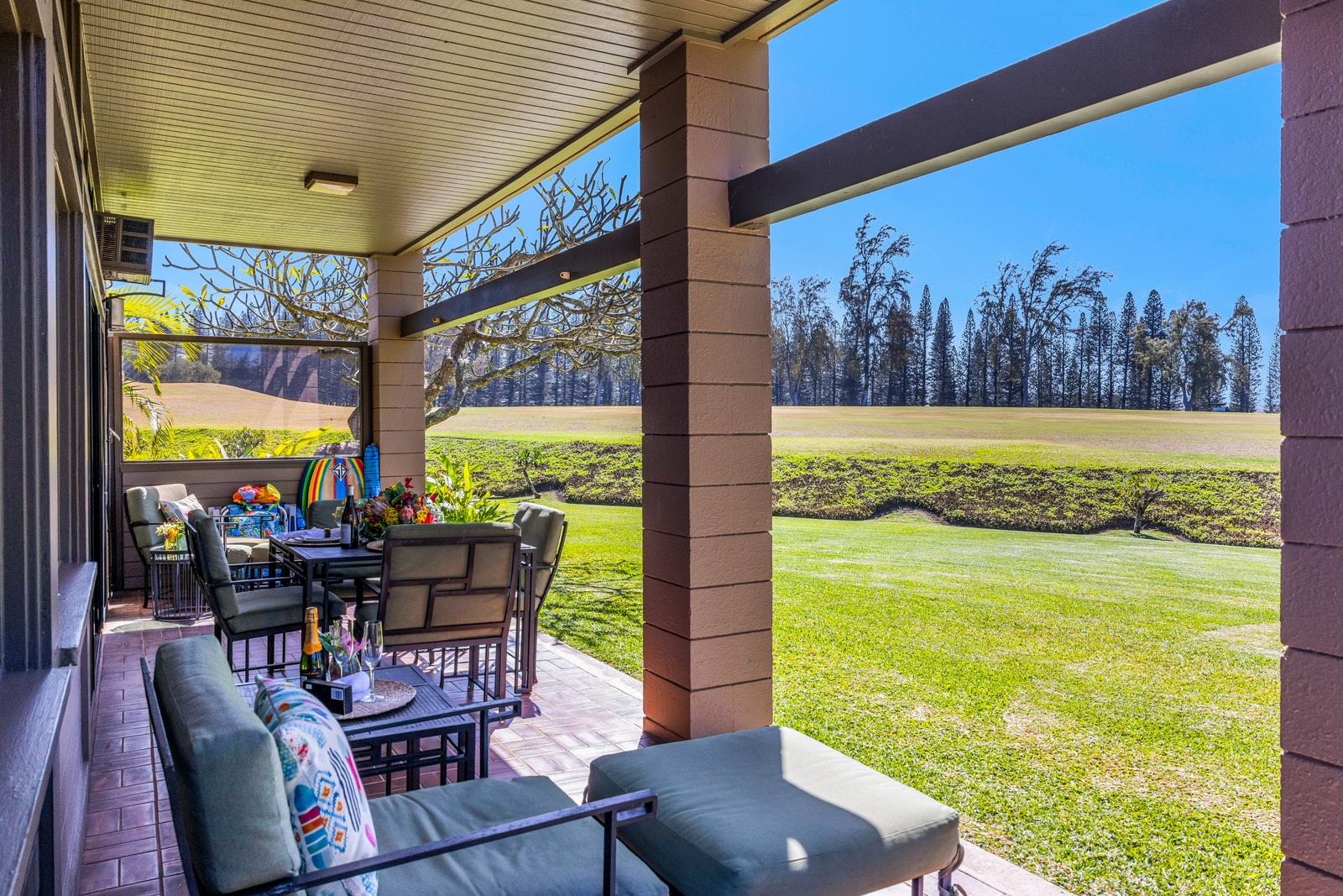 Gather outside and soak in peaceful Kapalua Golf Course views